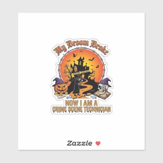Bezem Gebroken Plaats Delict Technicus Halloween H Sticker (Vel)