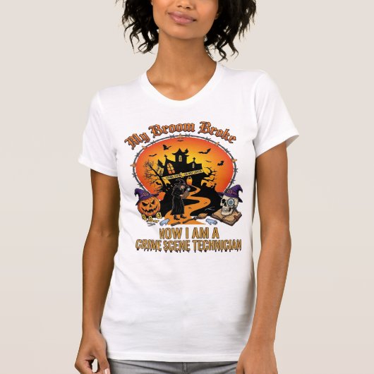 Bezem Gebroken Plaats Delict Technicus Halloween H T-shirt (Voorkant)