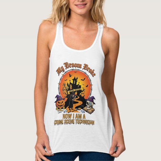 Bezem Gebroken Plaats Delict Technicus Halloween H Tanktop (Voorkant)
