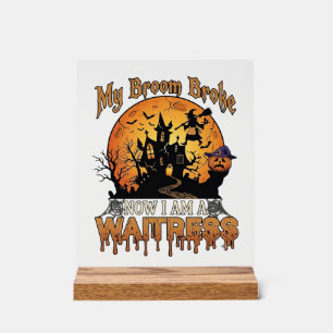 Bezem Gebroken Serveerster Halloween Heks Spookhui Acryl Bord