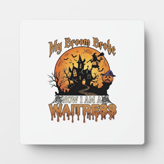 Bezem Gebroken Serveerster Halloween Heks Spookhui Fotoplaat (Voorkant)