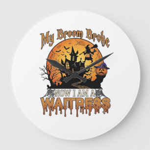 Bezem Gebroken Serveerster Halloween Heks Spookhui Grote Klok