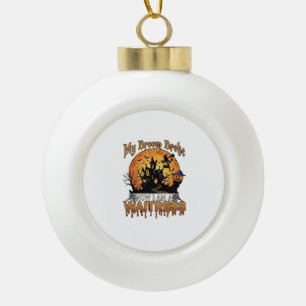 Bezem Gebroken Serveerster Halloween Heks Spookhui Keramische Bal Ornament