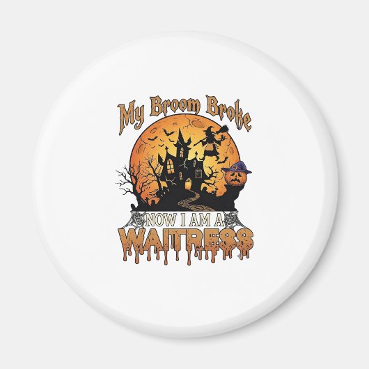 Bezem Gebroken Serveerster Halloween Heks Spookhui Magneet (Voorkant)