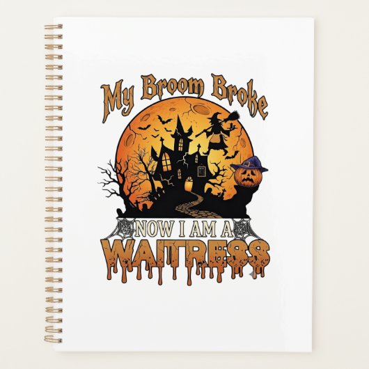 Bezem Gebroken Serveerster Halloween Heks Spookhui Planner (Voorkant)