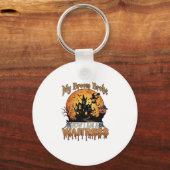 Bezem Gebroken Serveerster Halloween Heks Spookhui Sleutelhanger (Voorkant)