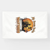 Bezem Gebroken Serveerster Halloween Heks Spookhui Spandoek (Horizontaal)