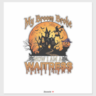 Bezem Gebroken Serveerster Halloween Heks Spookhui Sticker
