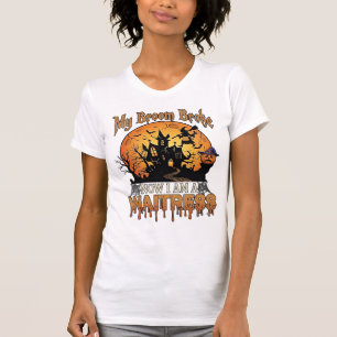 Bezem Gebroken Serveerster Halloween Heks Spookhui T-shirt