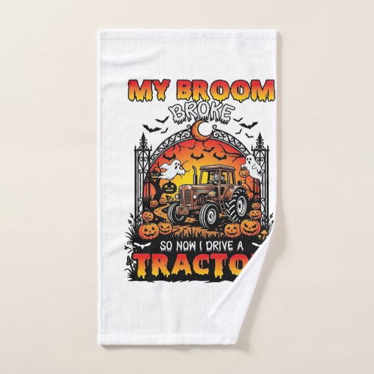 Bezem Gebroken Tractor Halloween Heks Geesten_1 Handdoek (Handdoek)