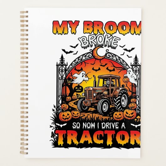 Bezem Gebroken Tractor Halloween Heks Geesten_1 Planner (Voorkant)