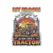 Bezem Gebroken Tractor Halloween Heks Geesten_1 Sticker (Voorkant)