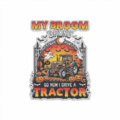 Bezem Gebroken Tractor Halloween Heks Geesten_1 Sticker (Voorkant)