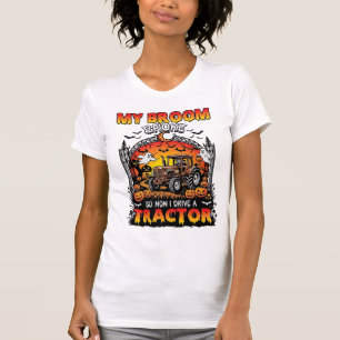 Bezem Gebroken Tractor Halloween Heks Geesten_1 T-shirt