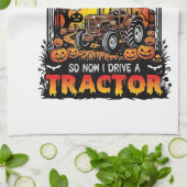 Bezem Gebroken Tractor Halloween Heks Geesten_1 Theedoek (Gevouwen)