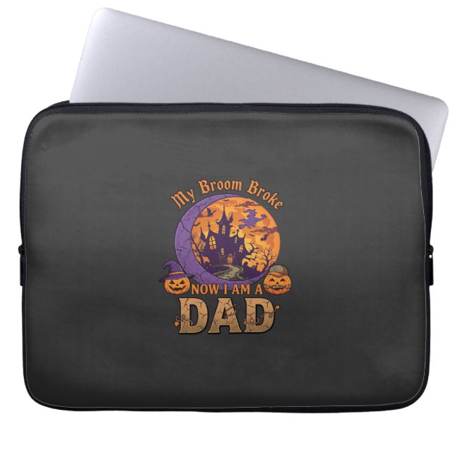 Bezem Gebroken Vader Halloween Spokenhuis Snor P Laptop Sleeve (Voorkant)