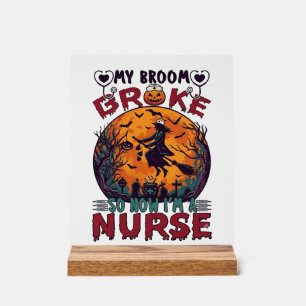 Bezem Gebroken Verpleegster Halloween Heks Vollema Acryl Bord