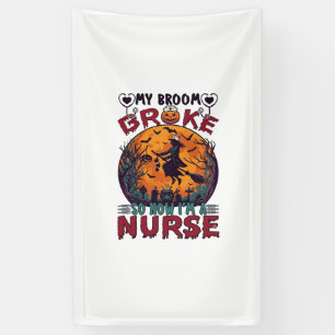 Bezem Gebroken Verpleegster Halloween Heks Vollema Spandoek