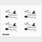 bezem, heks Pet, vleermuizen en spin halloween Rechthoekige Sticker (Vel)