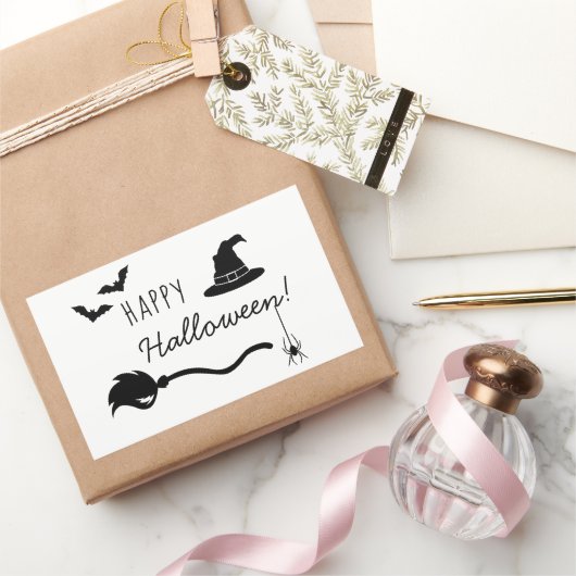 bezem, heks Pet, vleermuizen en spin halloween Rechthoekige Sticker (Geschenken)