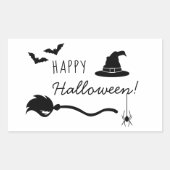 bezem, heks Pet, vleermuizen en spin halloween Rechthoekige Sticker (Voorkant)