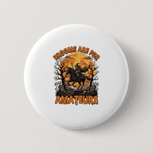 Bezem Is Amateurs Halloween Heksen Paard Maan Gra Ronde Button 5,7 Cm
