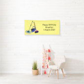 Bezem & mop cartoon illustratie spandoek (Insitu)