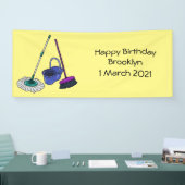 Bezem & mop cartoon illustratie spandoek (Beurs)
