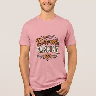 Bezem parkeren Halloween Vintage Heks Vector Ontwe Tri-Blend Shirt