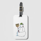 Bezem Sneeuwman bagagelabel (Voorkant (verticaal))