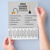 Bezem, Stofzuiger Huis Schoonmaken Afscheur stroke Flyer (Hand)