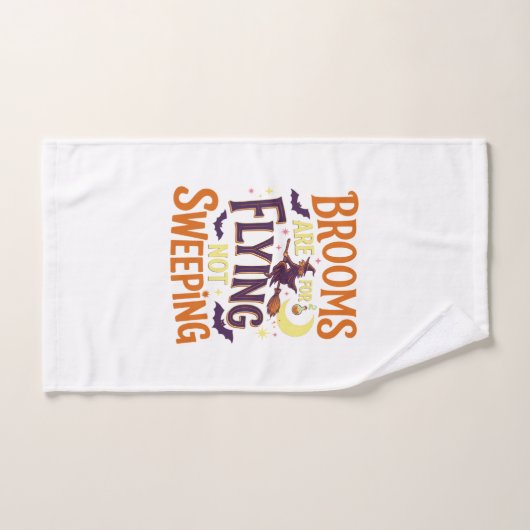 Bezem Vliegend Bezig Halloween Heks Maan Vleermuiz Handdoek (Handdoek)