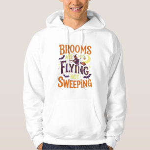 Bezem Vliegend Bezig Halloween Heks Maan Vleermuiz Hoodie