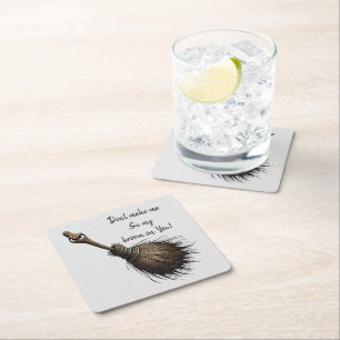 Bezem voor heksen kartonnen onderzetters