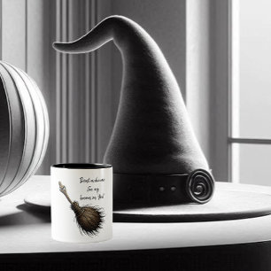 Bezem voor heksen tweekleurige koffiemok