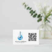 Bezemlogo Moderne Schoonmaakdiensten QR-code Visitekaartje (Staand voorkant)
