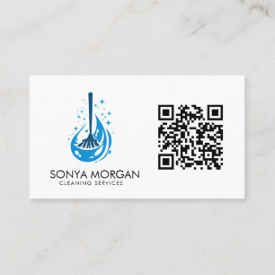 Bezemlogo Moderne Schoonmaakdiensten QR-code  Visitekaartje