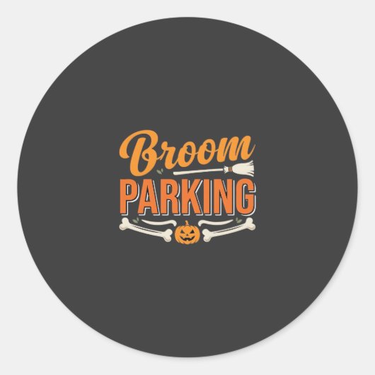 Bezemparkeer Halloween Vectorontwerp_1 Ronde Sticker (Voorkant)