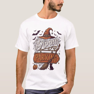 Bezemparkeerplaats Halloween Heksenhoed Bezemsteel T-shirt
