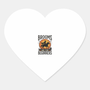 Bezemstelen zijn voor beginners Vintage Halloween Hart Sticker