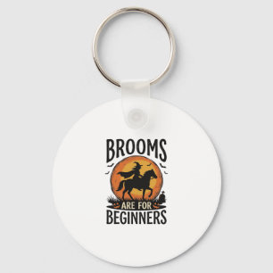 Bezemstelen zijn voor beginners Vintage Halloween Sleutelhanger
