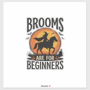 Bezemstelen zijn voor beginners Vintage Halloween  Sticker