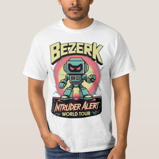 Bezerk Indringer Alert Wereldtour Retro Arcade T-shirt (Voorkant)