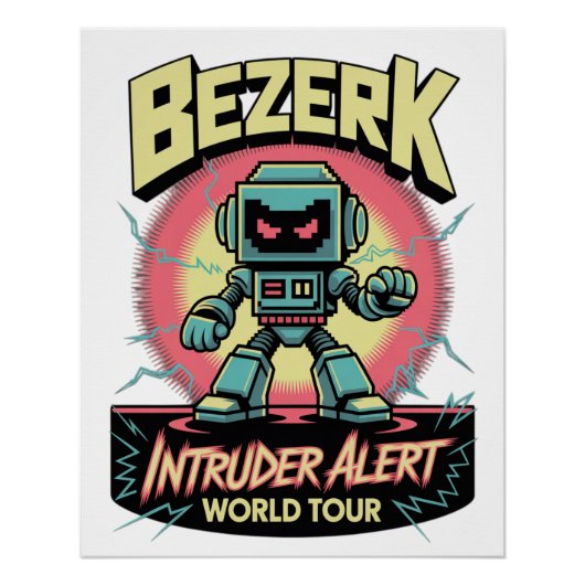 Bezerk Intruder Alert World Tour Retro Arcade  Perfect Poster (Voorkant)