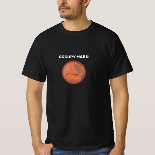 Bezet Mars gedrukt op T-Shirt (Voorkant)