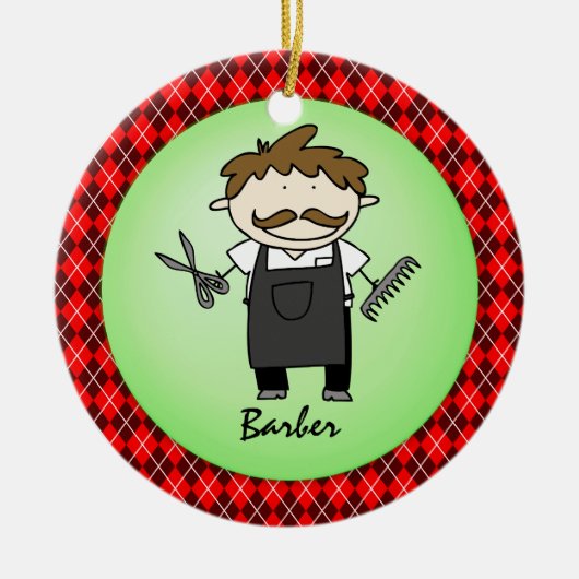 Bezettingsbarber Kerstmis op persoonlijke titel Keramisch Ornament (Voorkant)