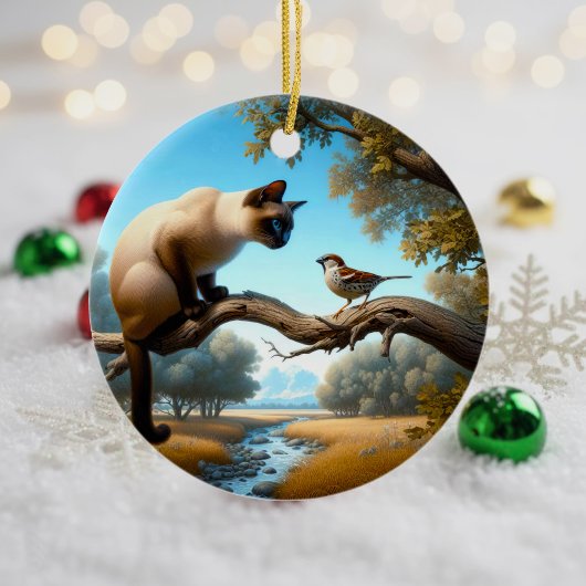 Bezienswaardige Siamese Kat Aandenken Keramisch Ornament