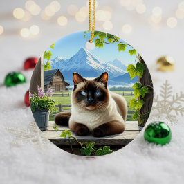 Bezienswaardige Siamese Kat Aandenken Keramisch Ornament