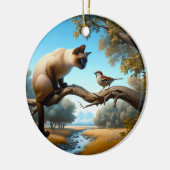 Bezienswaardige Siamese Kat Aandenken Keramisch Ornament (Links)