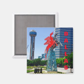 Bezienswaardigheden in Dallas Texas Magneet (Voorkant / Achterkant)